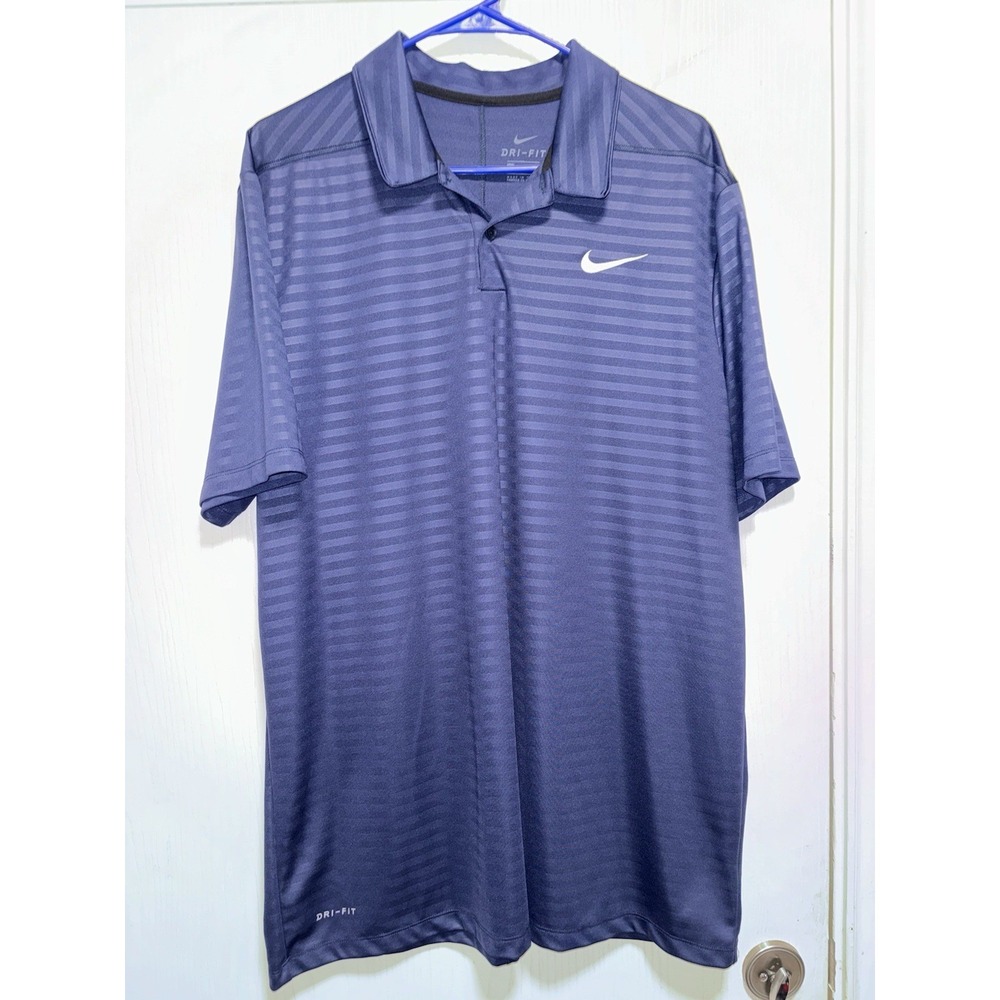 Nike Golf‎ Dri-Fit Men's Polo Shirt Size XL Blue w/ Striped